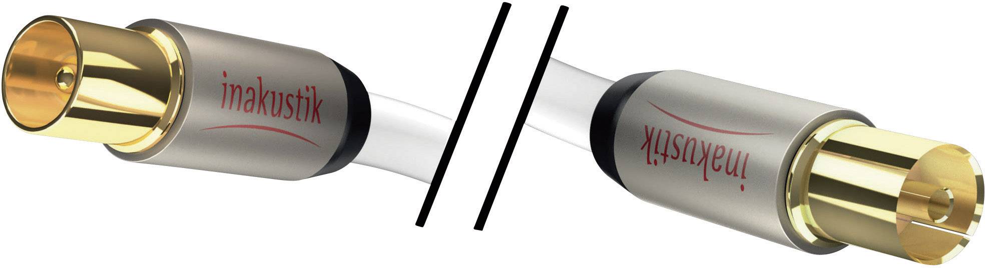 Inakustik Antennen Anschlusskabel [1x Antennenstecker 75 Ω - 1x Antennenbuchse 75 Ω] 5.00 m 100 dB vergoldete Steckkontakte Weiß