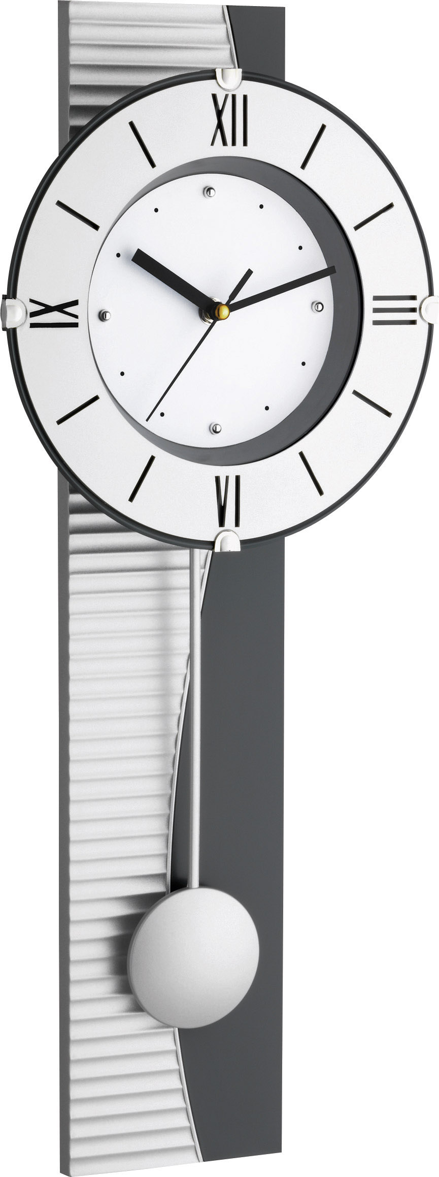 TFA Dostmann 603001 Quarz Wanduhr 230 mm x 581 mm x 120 mm Silber