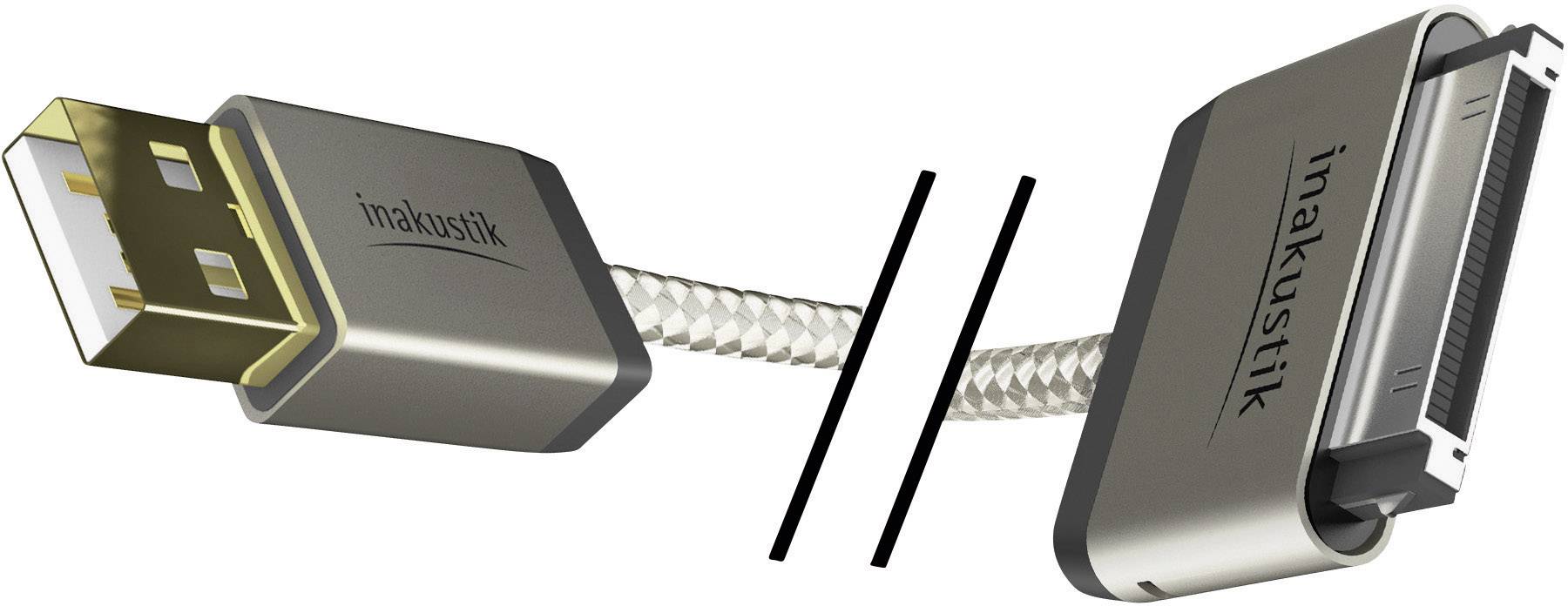 Inakustik Apple iPad/iPhone/iPod Anschlusskabel [1x USB 2.0 Stecker A - 1x Apple Dock-Stecker 30pol.] 2.00 m Weiß