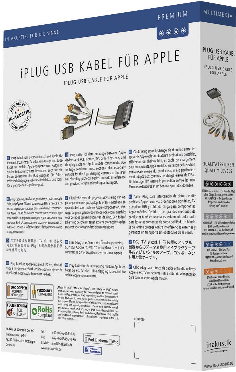 Inakustik USB-Kabel 2.00 m Weiß vergoldete Steckkontakte 00440102