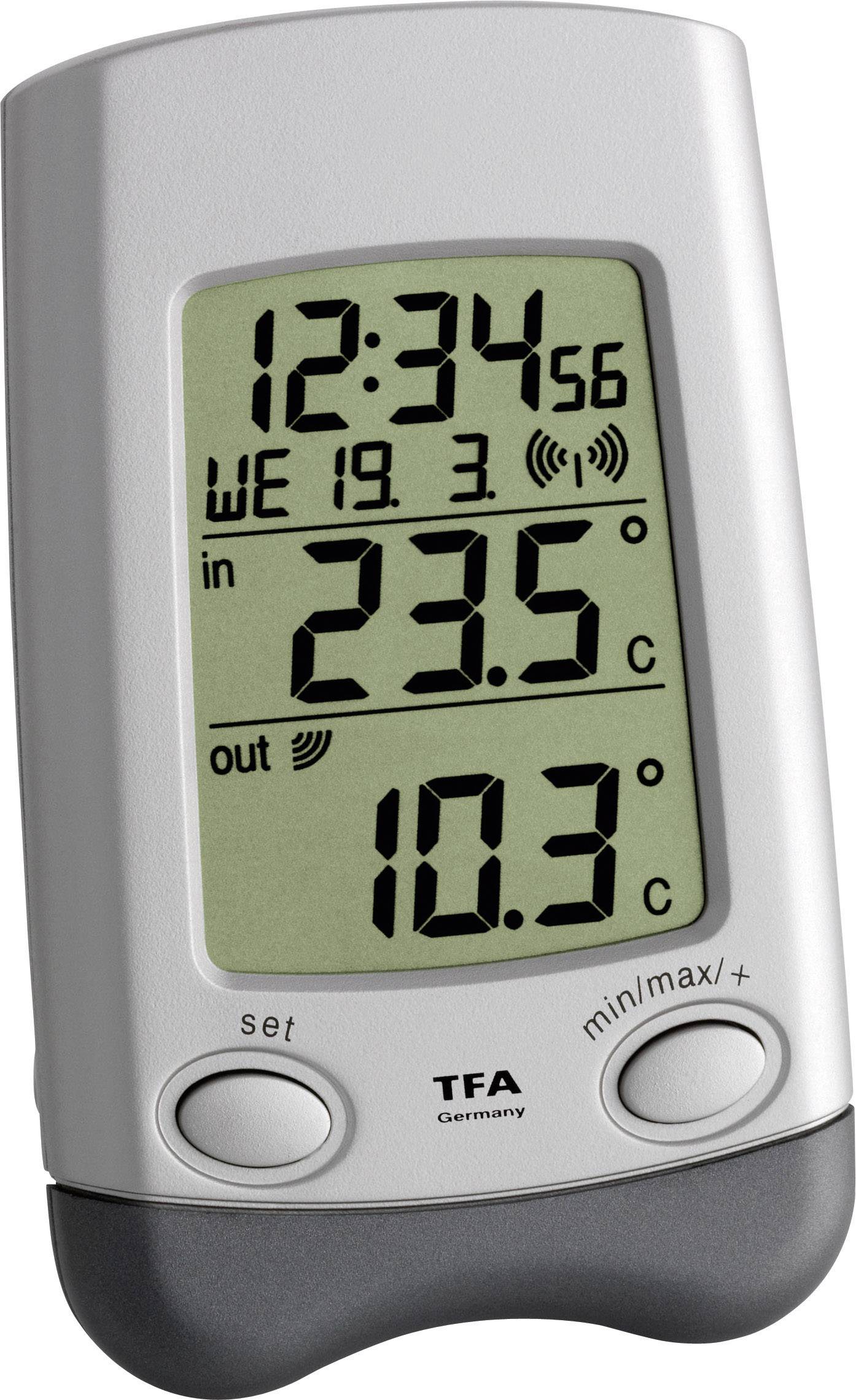 TFA Dostmann Wave Funk-Thermometer Silber 30.3016.54