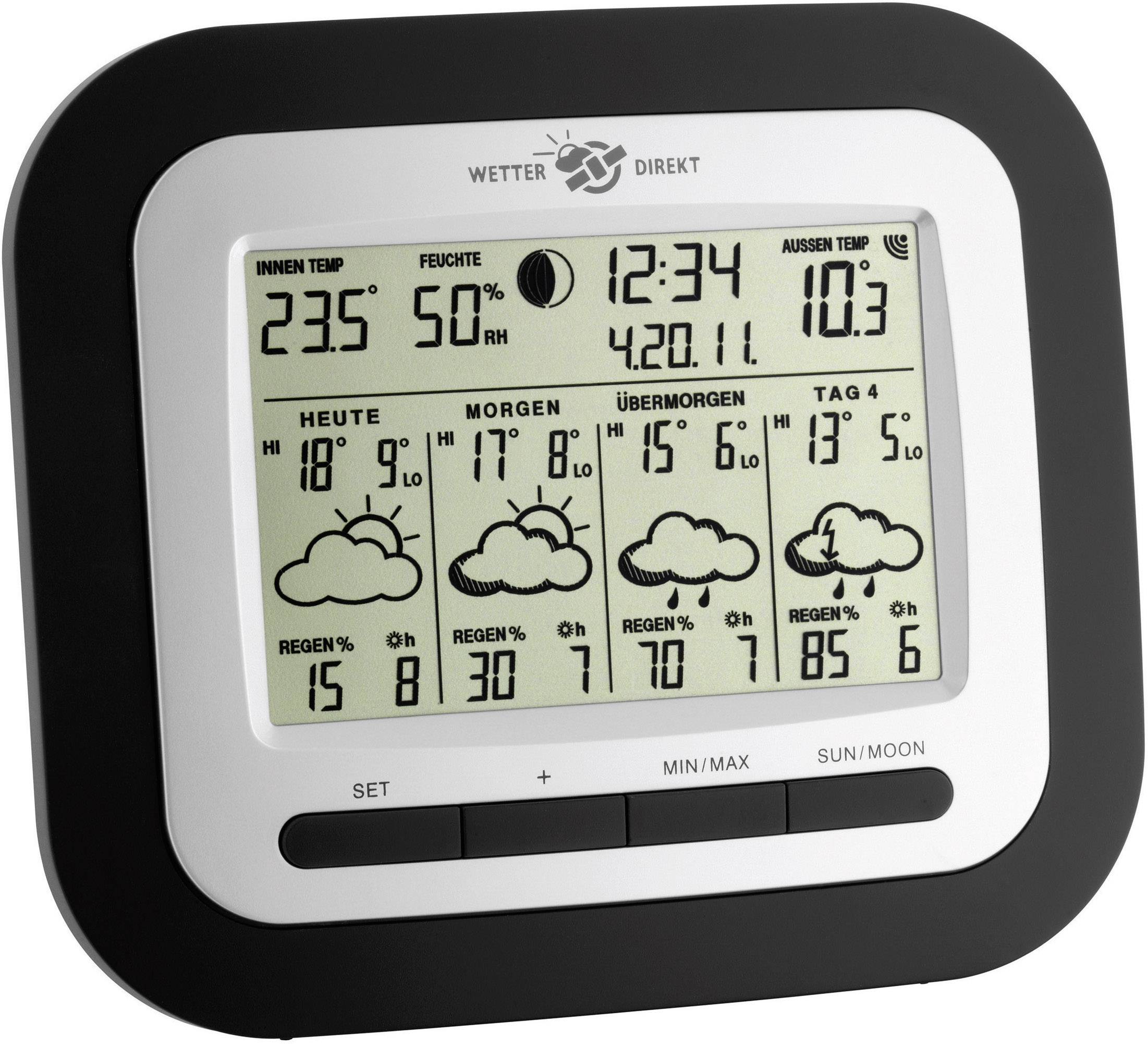 TFA Dostmann Aurora 35.5045.IT Satelliten Wetterstation Vorhersage für 4 Tage