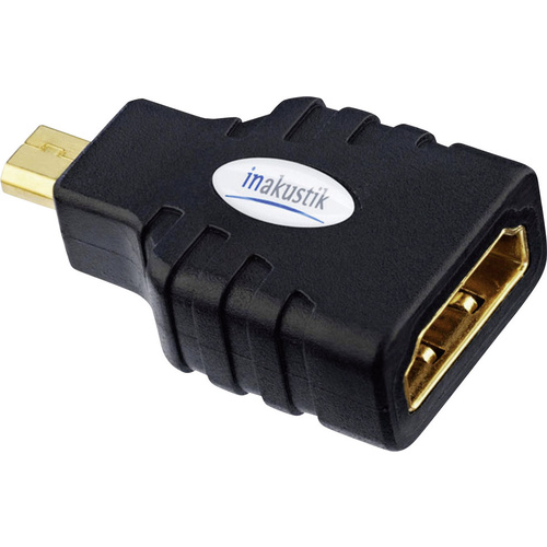 Inakustik 0045218 HDMI Adapter [1x HDMI-Stecker D Micro - 1x HDMI-Buchse] Schwarz vergoldete Steckk