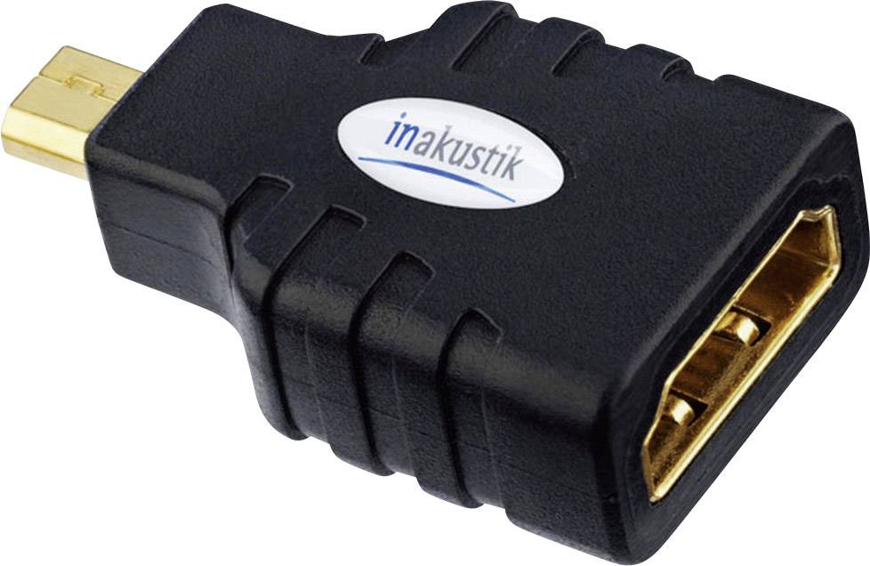 Inakustik 0045218 HDMI Adapter [1x HDMI-Stecker D Micro - 1x HDMI-Buchse] Schwarz vergoldete Steckk