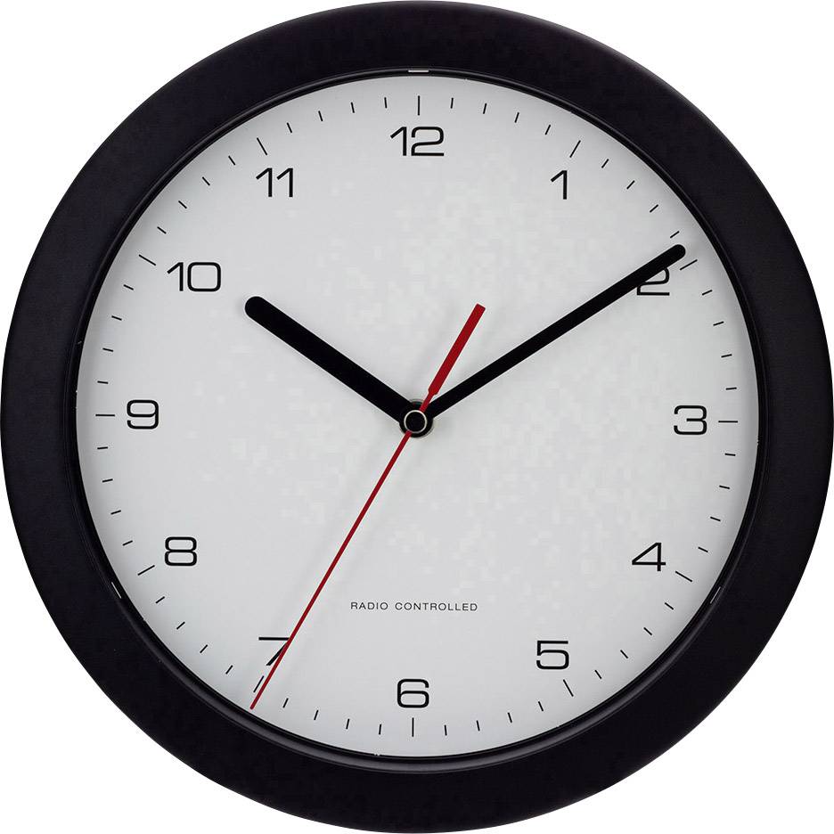 EUROTIME 56785 Funk Wanduhr 25cm x 3.8cm Schwarz
