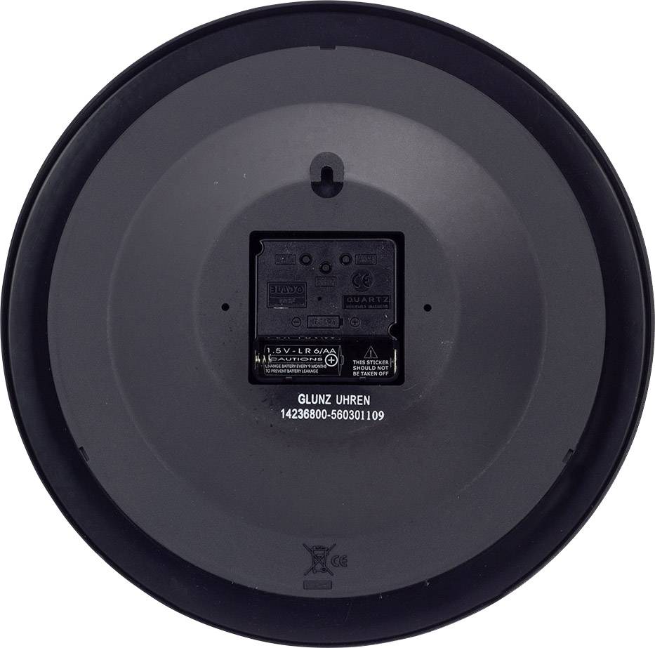 EUROTIME 56785 Funk Wanduhr 25cm x 3.8cm Schwarz