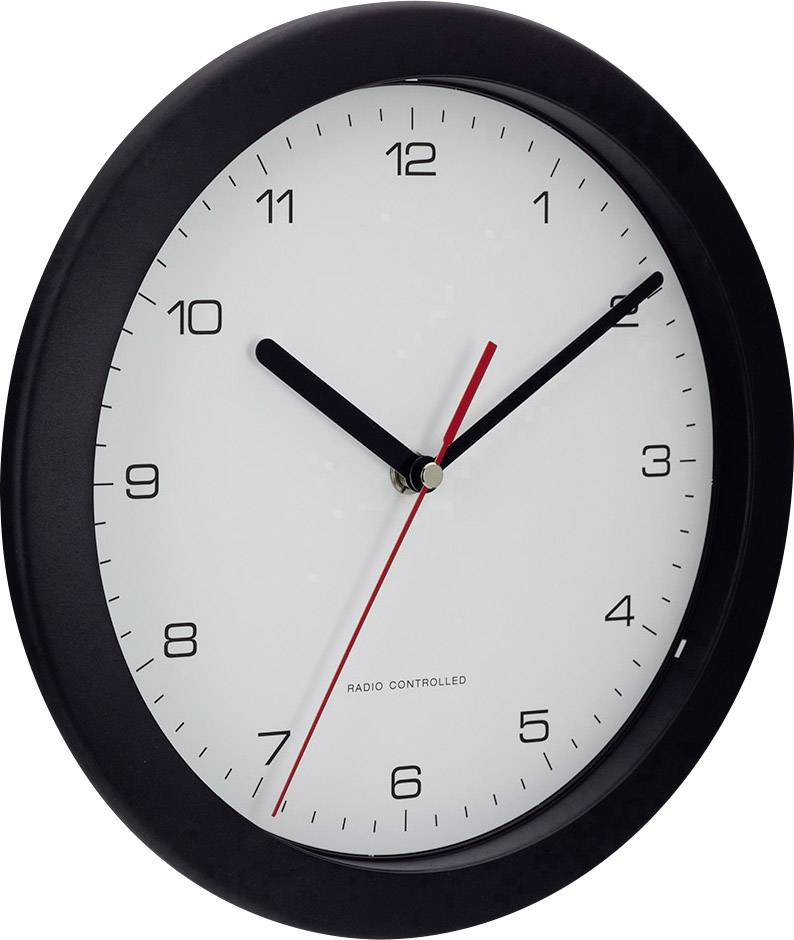 EUROTIME 56785 Funk Wanduhr 25cm x 3.8cm Schwarz