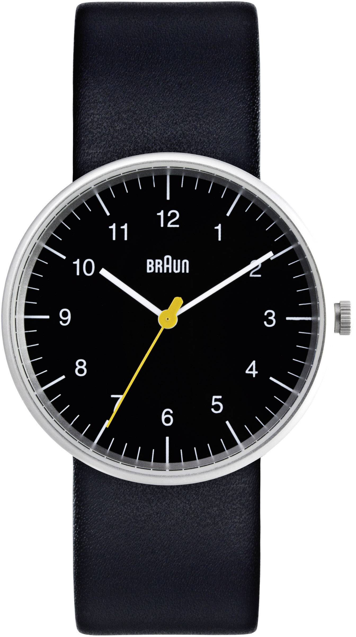 Braun Quarz Armbanduhr BN0021BKBKG (Ø x H) 38 mm x 8.5 mm Edelstahl Gehäusematerial=Edelstahl Material (Armband)=Leder