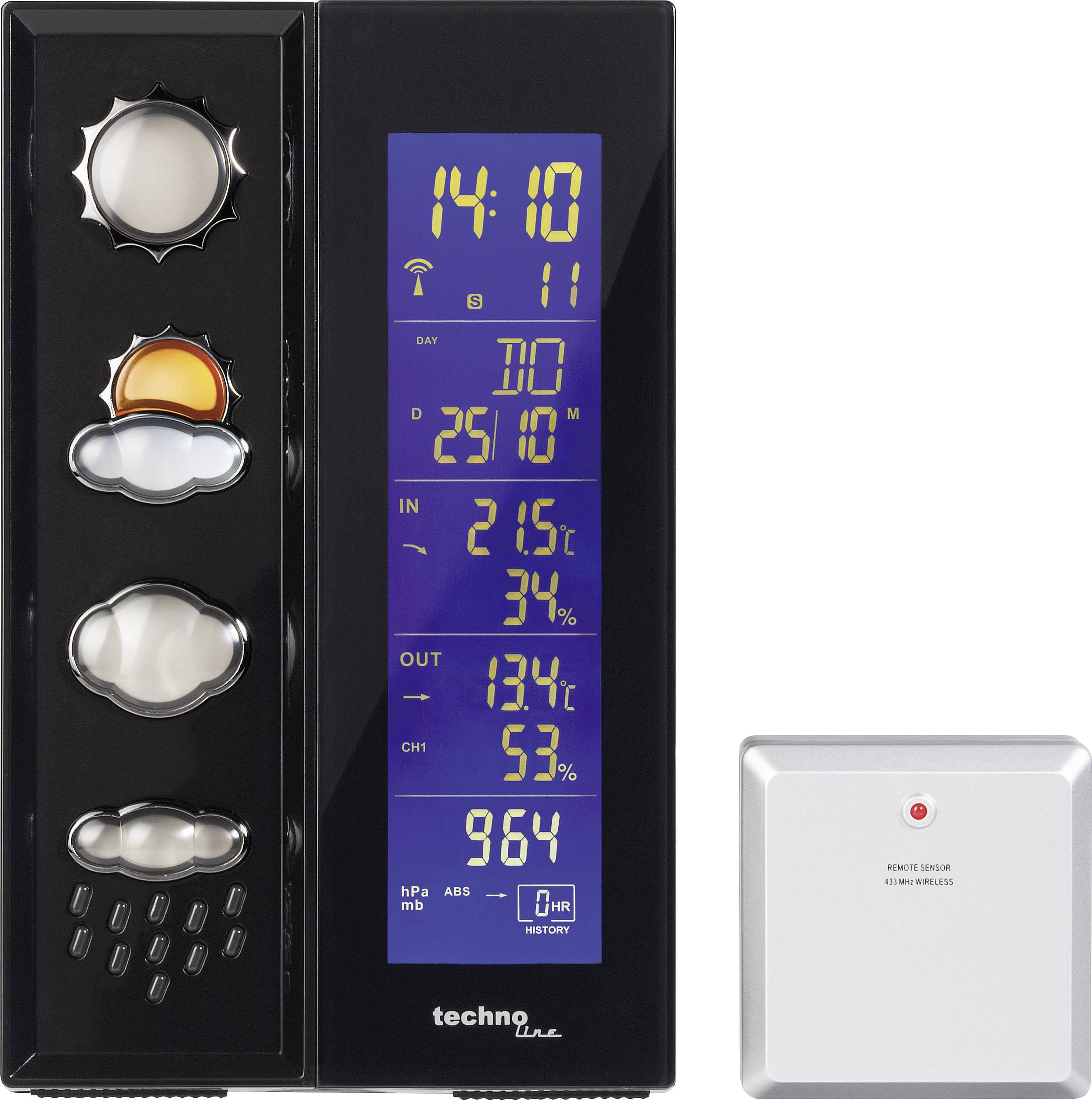 Techno Line Funk-Wetterstation mit 3D Wettersymbolen WS 6650 Anzahl Sensoren max. 3