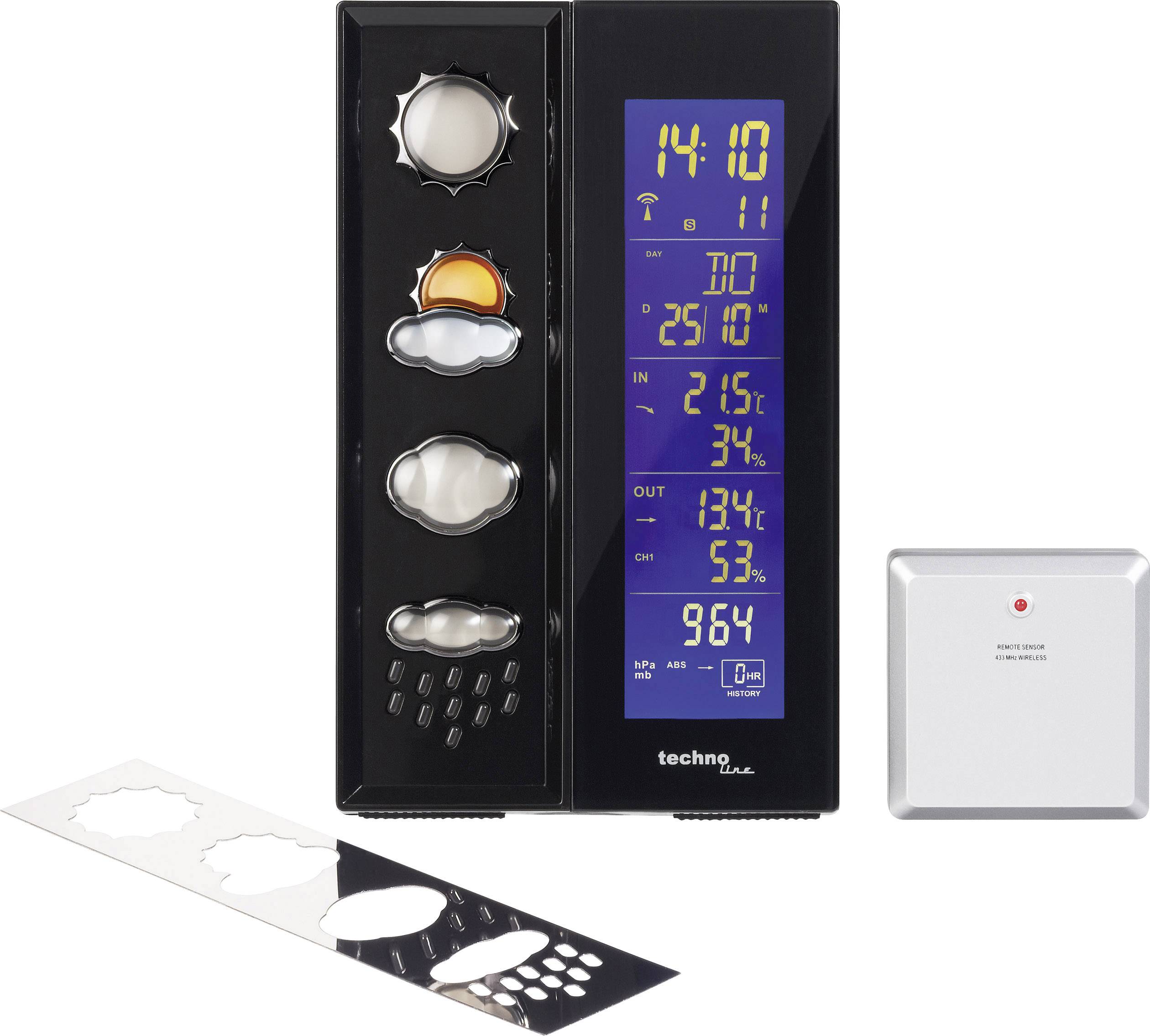 Techno Line Funk-Wetterstation mit 3D Wettersymbolen WS 6650 Anzahl Sensoren max. 3