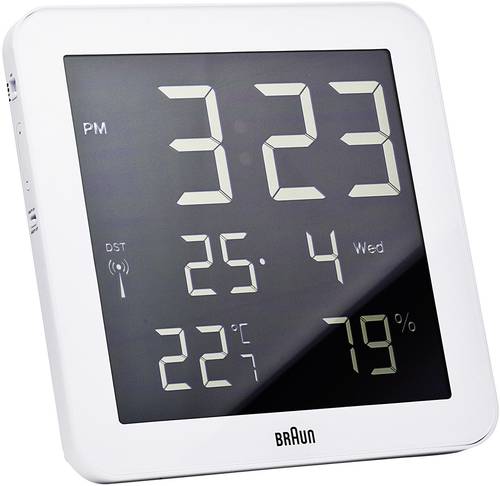 66028 Funk Wanduhr 210mm x 210mm x 23mm Weiß