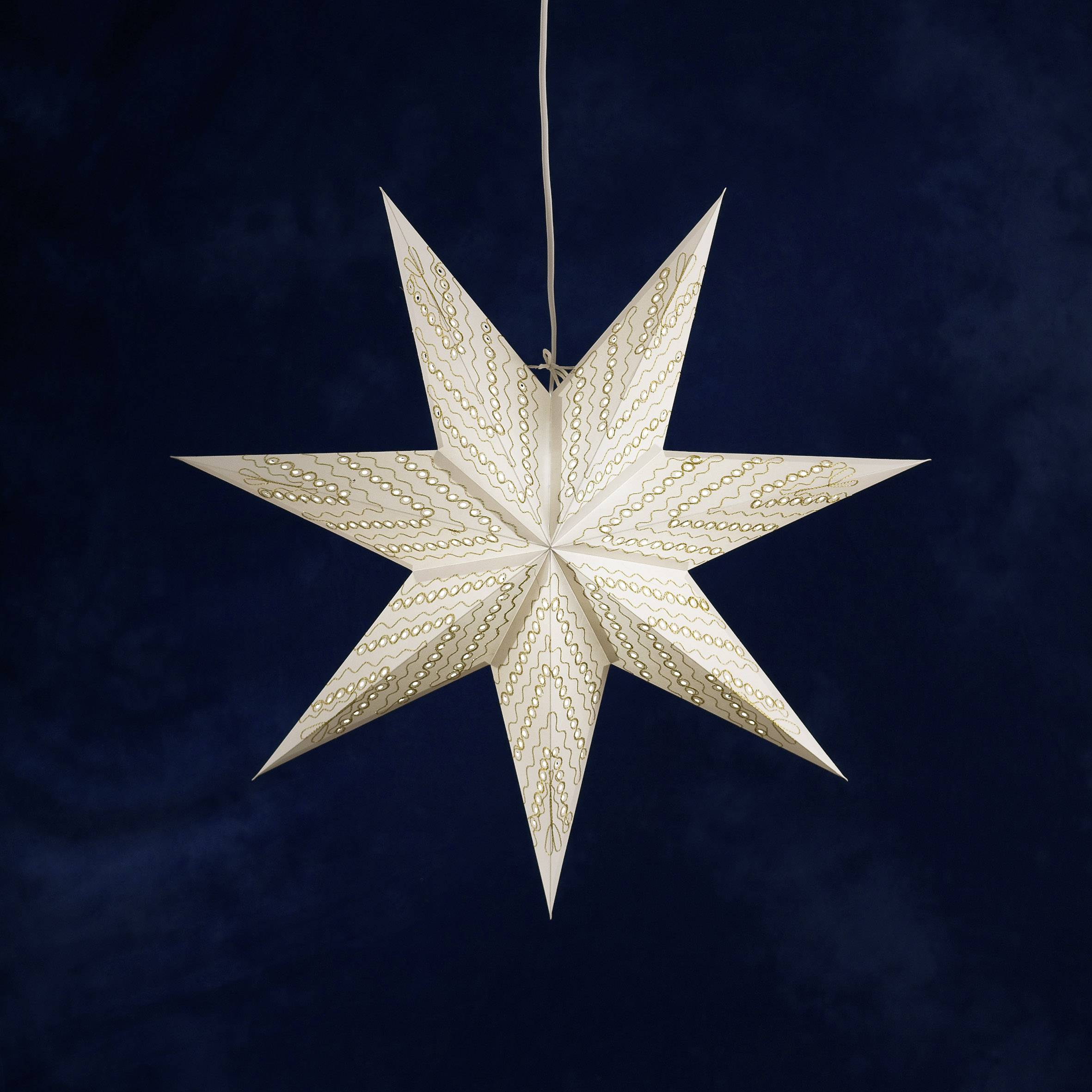 Konstsmide 2959-280 Weihnachtsstern Glühlampe, LED Weiß, Gold mit ausgestanzten Motiven, mit Schalt