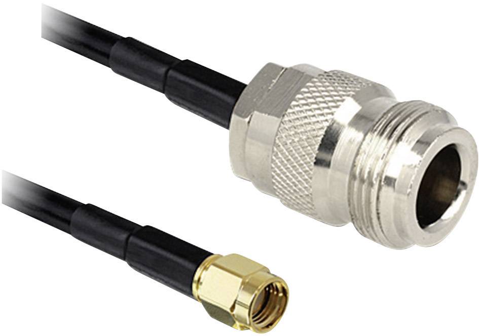 WLAN-Antennen Verlängerungskabel [1x RP-SMA-Stecker - 1x N-Buchse] 3.00 m Schwarz