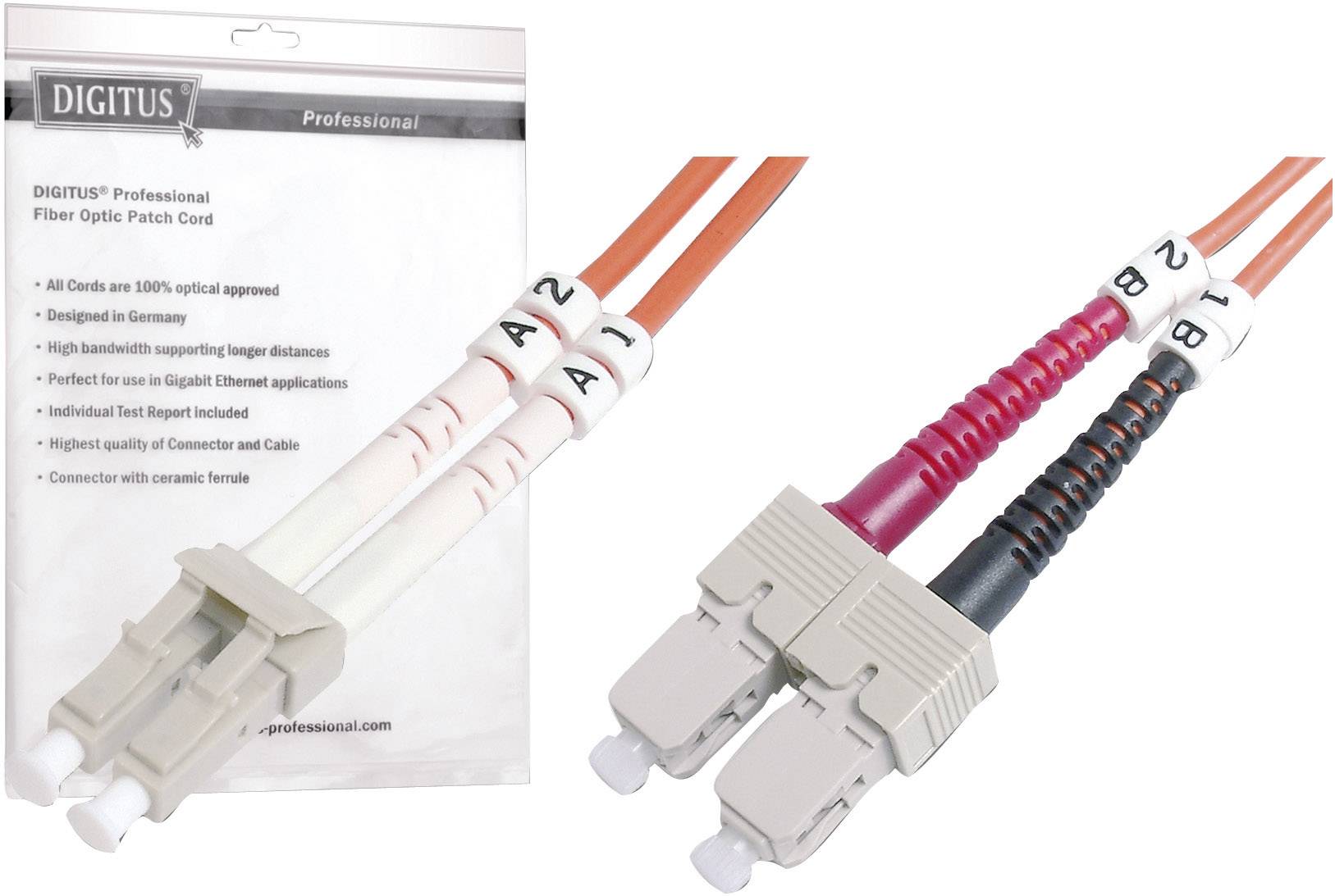 Digitus DK-2532-01 Glasfaser LWL Anschlusskabel 1.00 m Orange [1x LC-Stecker - 1x SC-Stecker] 50/125 µ Multimode OM2