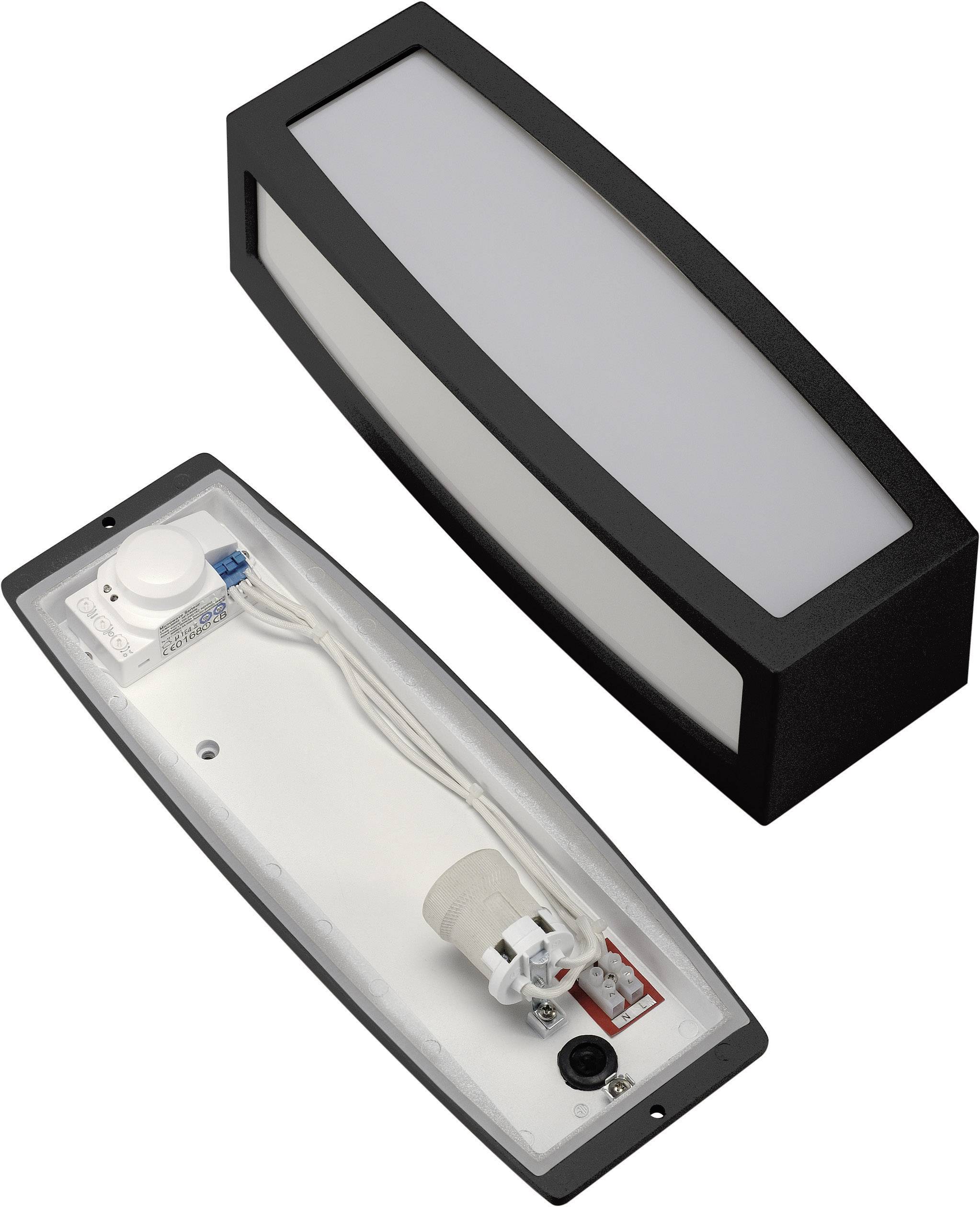 SLV Meridian 230085 Außenwandleuchte mit Bewegungsmelder Energiesparlampe, LED E27 20W Anthrazit