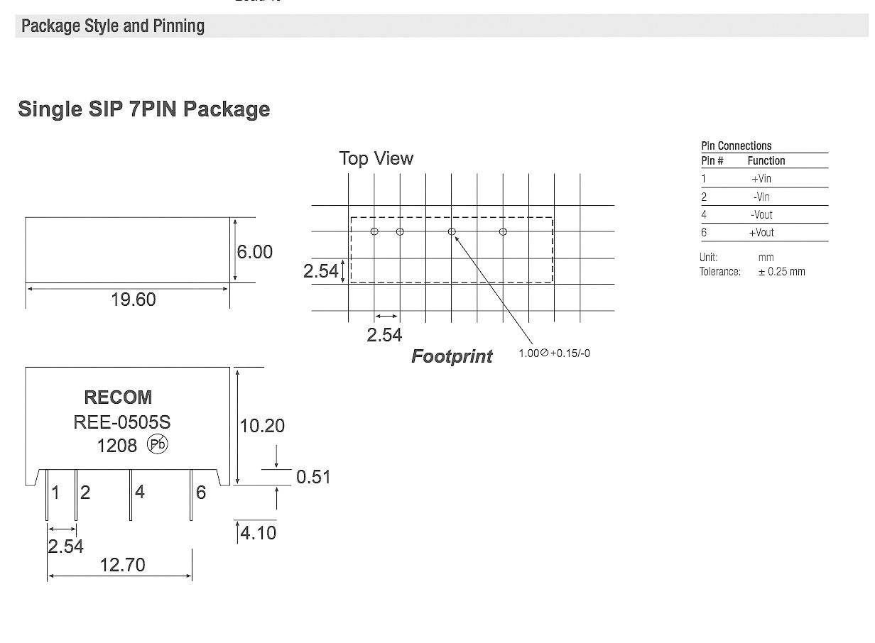RECOM REE-0505S DC/DC-Wandler, Print 5 V/DC 5 V/DC 200mA 1W Anzahl Ausgänge: 1 x Inhalt