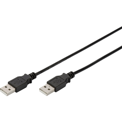 Digitus USB-Kabel USB 2.0 USB-A Stecker, USB-A Stecker 1.80m Schwarz doppelt geschirmt AK-300101-018-S
