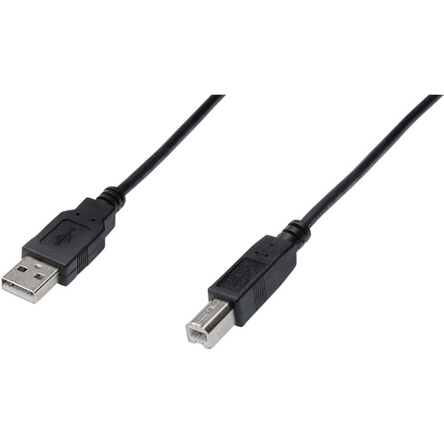 Digitus USB-Kabel USB 2.0 USB-A Stecker, USB-B Stecker 1.80m Schwarz AK-300105-018-S