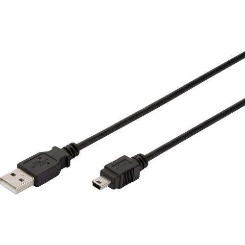 Digitus USB-Kabel USB 2.0 USB-A Stecker, USB-Mini-B Stecker 1.00 m Schwarz AK-300108-010-S