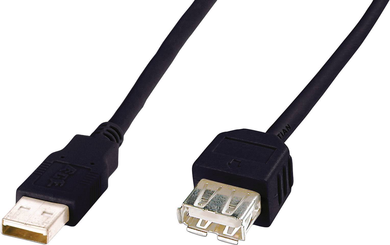 Digitus USB-Kabel USB 2.0 USB-A Stecker, USB-A Buchse 1.80 m Schwarz AK-300202-018-S