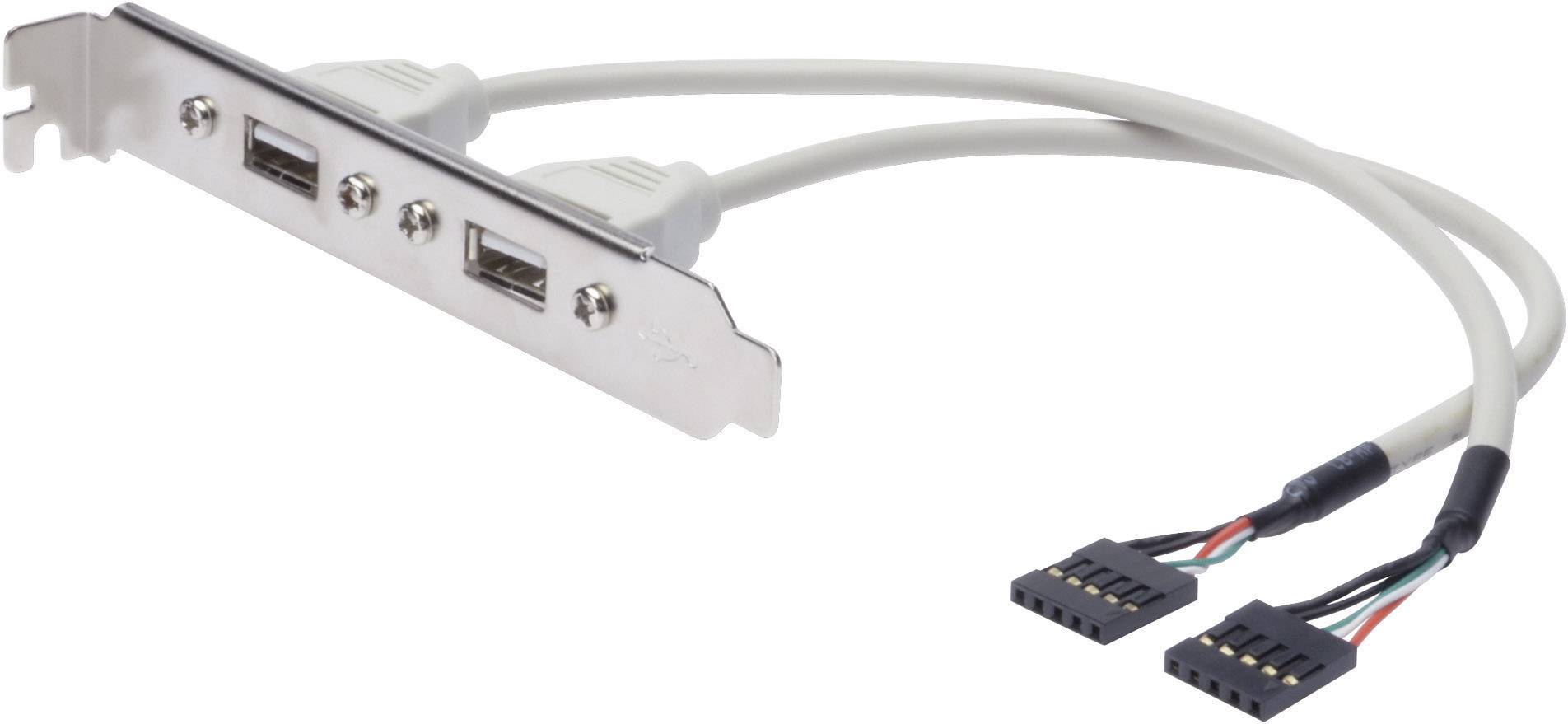Digitus USB 2.0 Anschlusskabel [2x USB 2.0 Stecker intern 5pol. - 2x USB 2.0 Buchse A] Kabel 25.00 cm