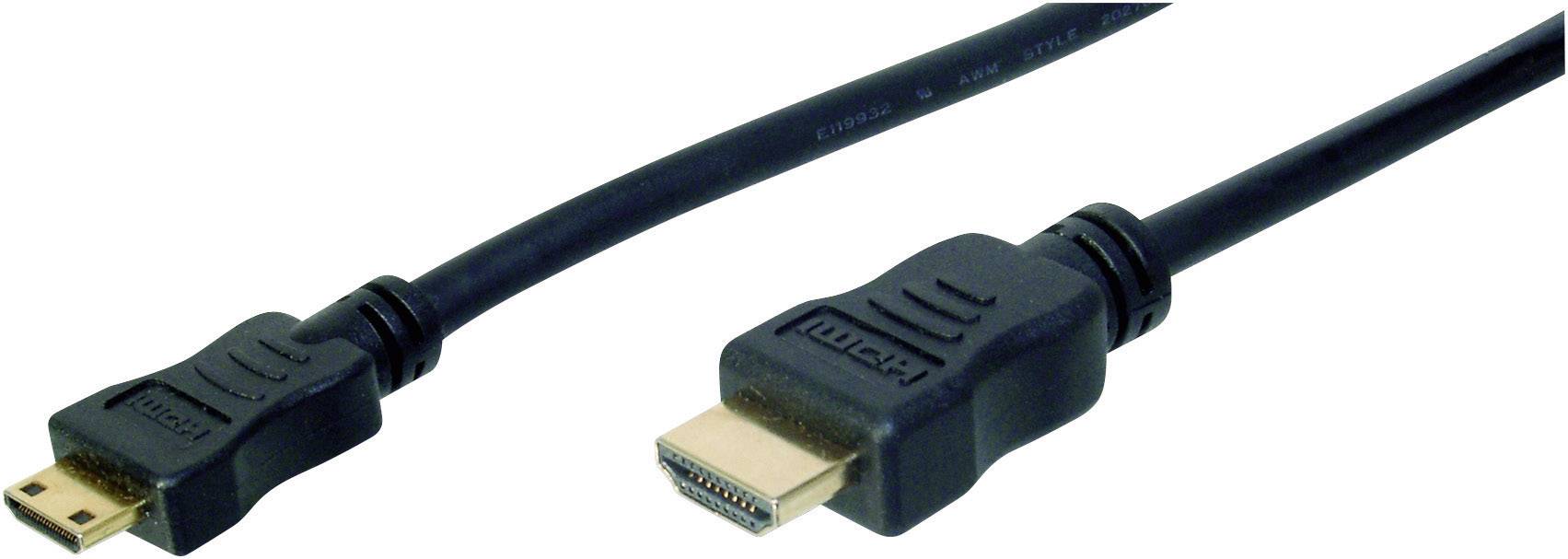 Digitus HDMI Anschlusskabel HDMI-A Stecker, HDMI-Mini-C Stecker 2.00 m Schwarz AK-330106-020-S vergoldete Steckkontakte HDMI-Kabel