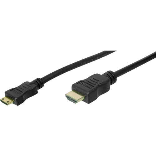 Digitus HDMI Anschlusskabel HDMI-A Stecker, HDMI-Mini-C Stecker 3.00m Schwarz AK-330106-030-S vergoldete Steckkontakte HDMI-Kabel