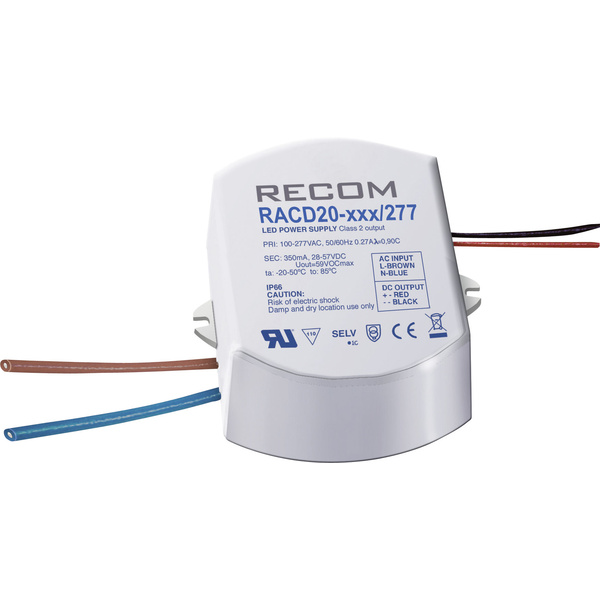 Recom Lighting RACD20-1050/277 LED-Konstantstromquelle 20 W 1050 mA 19 V/DC Betriebsspannung max.