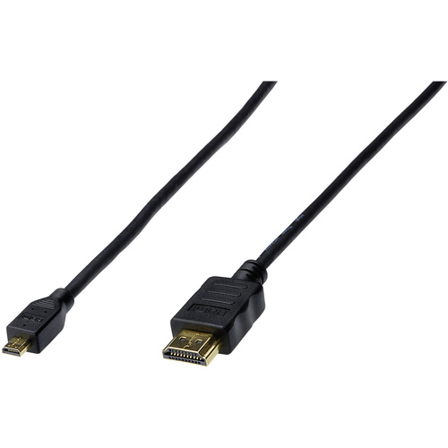 Digitus HDMI Anschlusskabel HDMI-A Stecker, HDMI-Micro-D Stecker 2.00m Schwarz AK-330109-020-S vergoldete Steckkontakte HDMI-Kabel