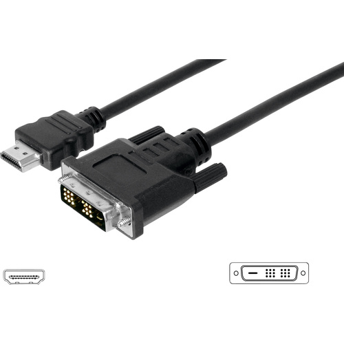 Digitus HDMI / DVI Adapterkabel HDMI-A Stecker, DVI-D 18+1pol. Stecker 3.00 m Schwarz AK-330300-030
