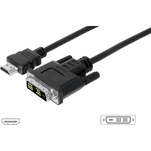Digitus HDMI / DVI Adapterkabel HDMI-A Stecker, DVI-D 18+1pol. Stecker 5.00 m Schwarz AK-330300-050