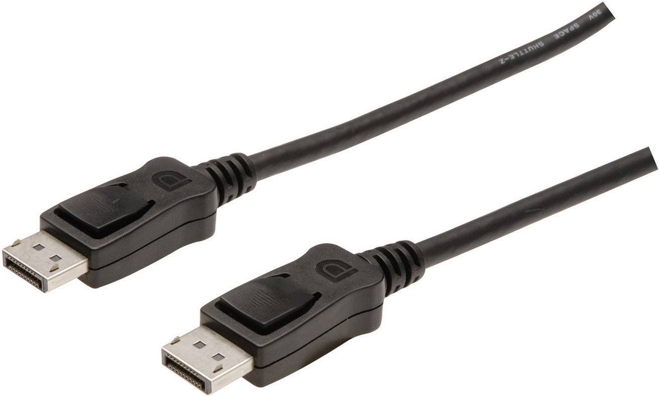 Zwei schwarze DisplayPort-Kabel mit Steckern an beiden Enden. Sie sind für den Anschluss von Monitoren an Computer konzipiert.