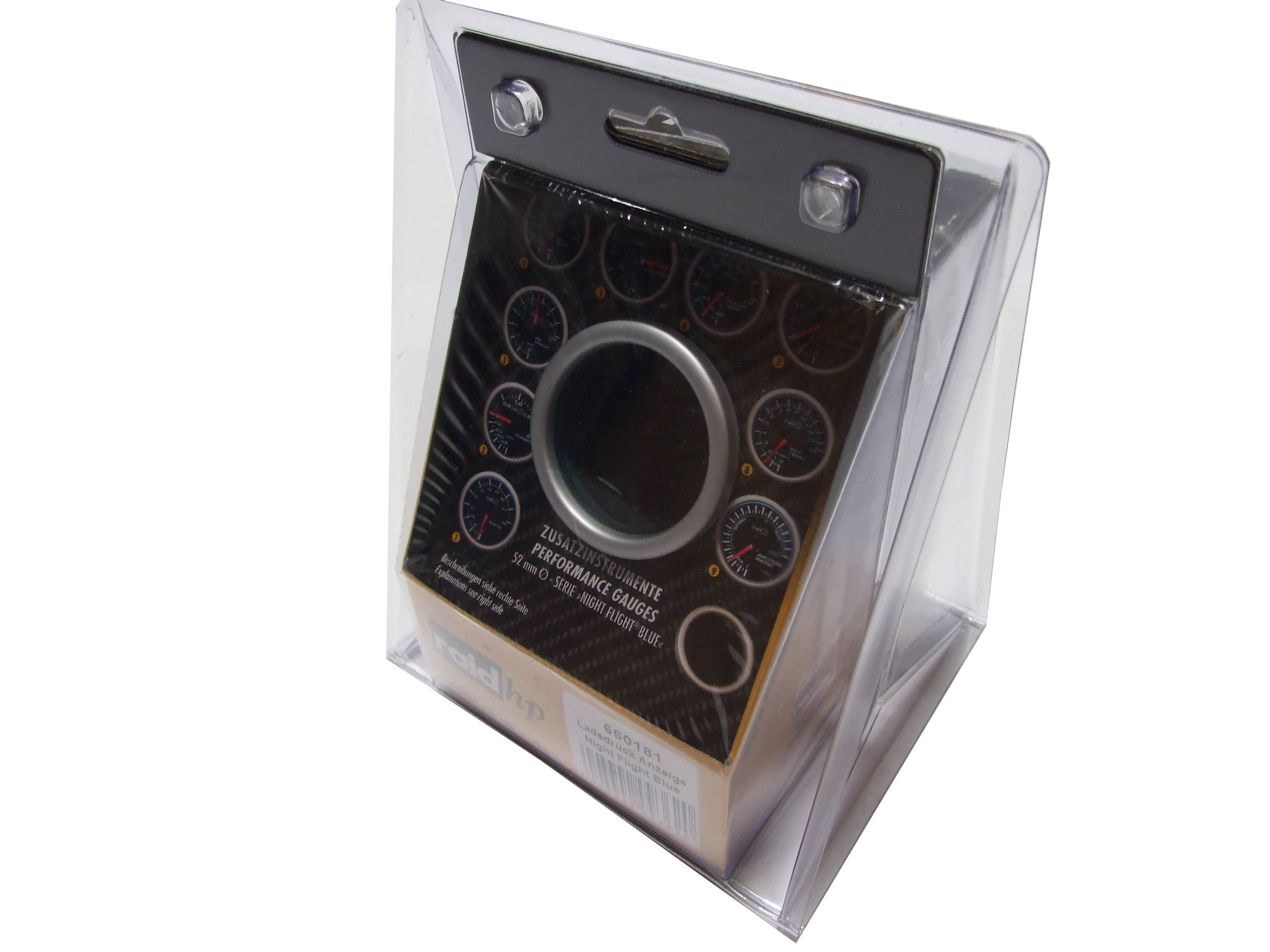 Raid hp 660181 Kfz Einbauinstrument Ladedruckanzeige Night Flight Blue Blau, Weiß 52mm