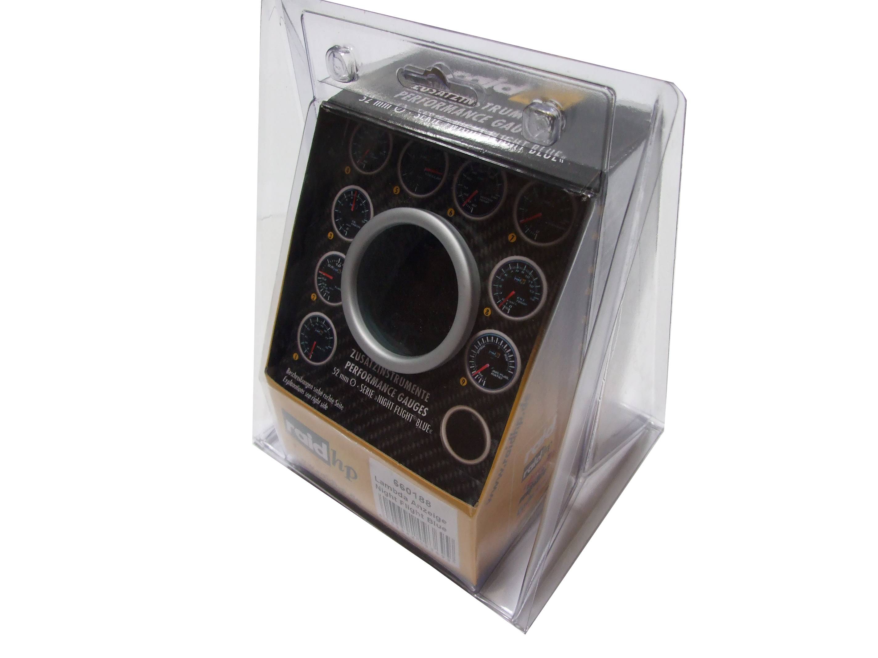 Raid hp 660188 Kfz Einbauinstrument Lambdaanzeige Night Flight Blue Blau, Weiß 52mm