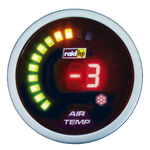 Raid hp 660543 Kfz Einbauinstrument Außen-Temperaturanzeige Messbereich -20 - 125°C NightFlight Digital Red Rot, Grün, Gelb 52mm