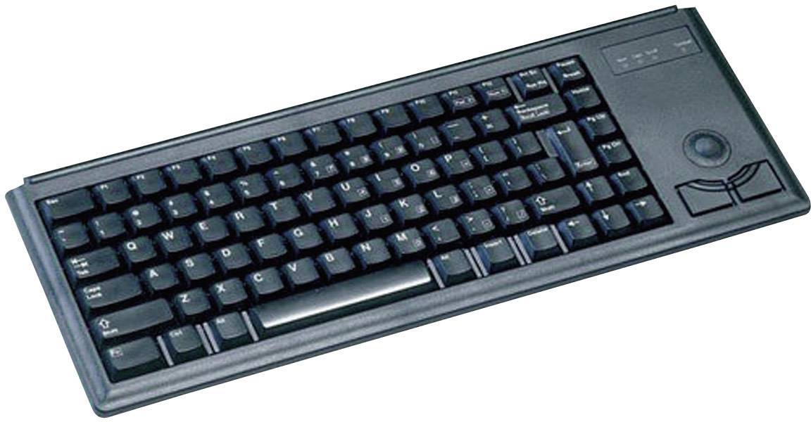 CHERRY Compact-Keyboard G84-4400 PS2 Tastatur Englisch, QWERTY Schwarz Integrierter Trackball, Maustasten