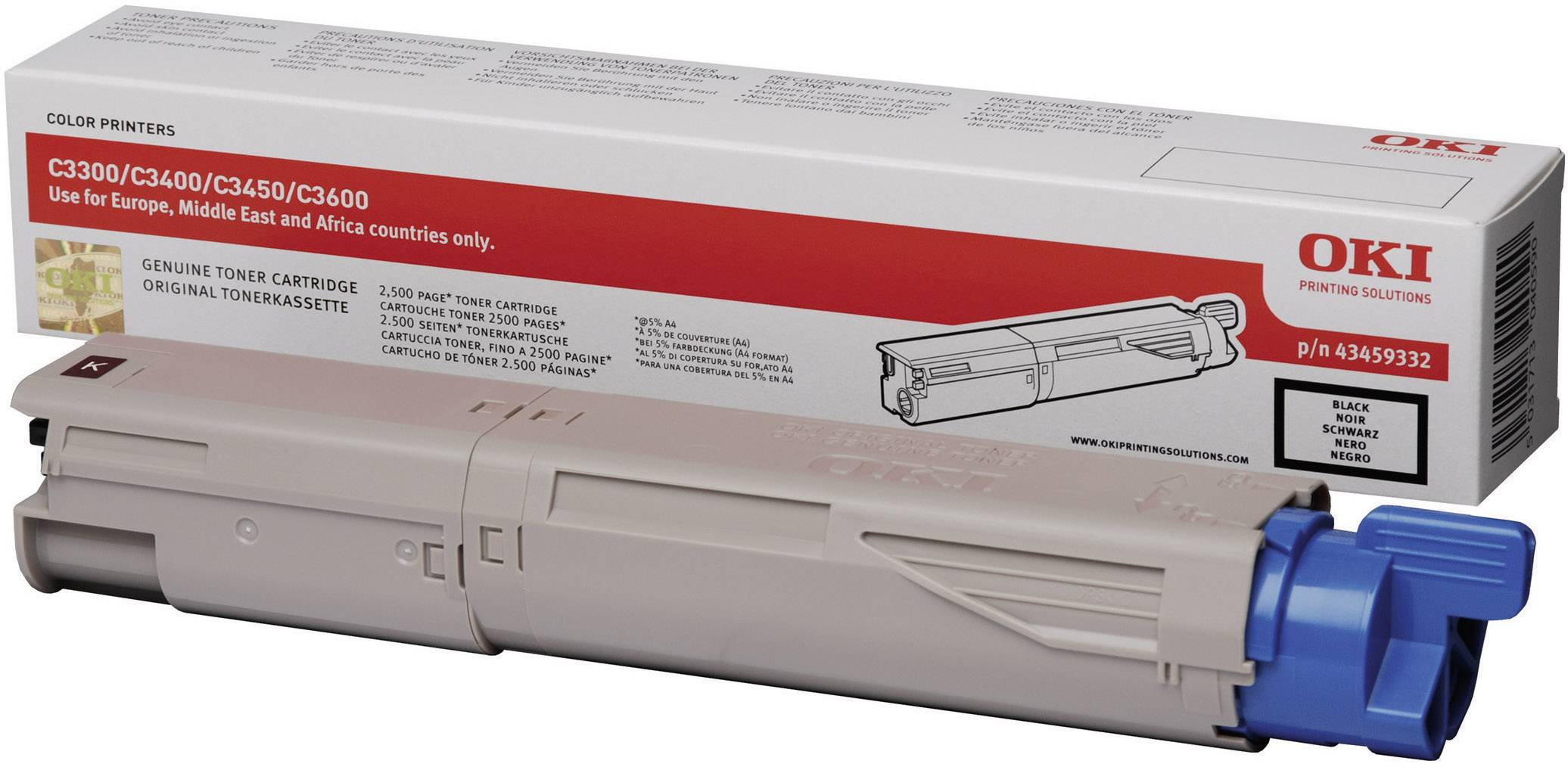 OKI Toner C3300 C3400 C3450 C3600 43459332 Original Schwarz 2500 Seiten