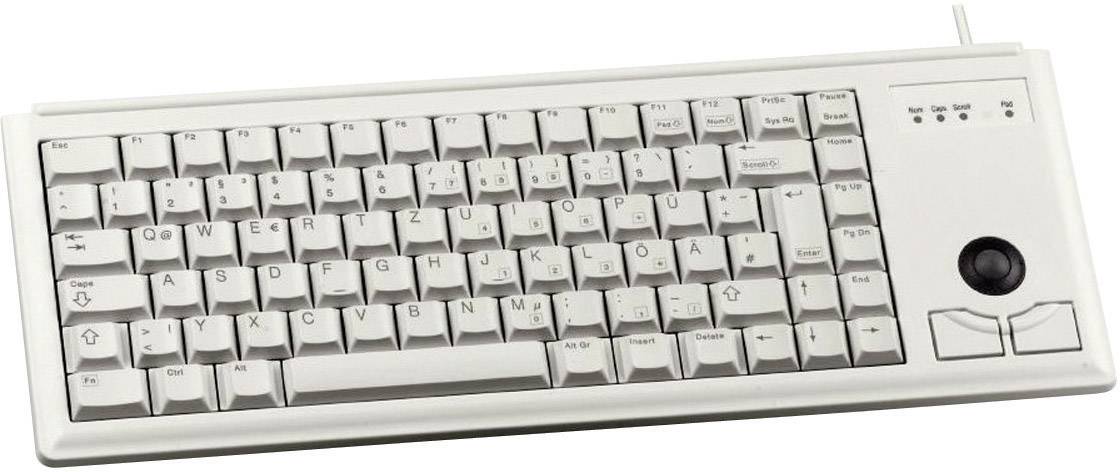 CHERRY Compact-Keyboard G84-4400 USB Tastatur Deutsch, QWERTZ Grau Integrierter Trackball, Maustasten