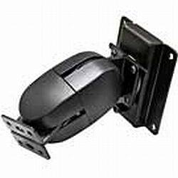 Schwarze, drehbare TV-Wandhalterung aus Metall, geeignet für Monitore oder kleine Fernseher. Zeigt Halterung mit einer Montageplatte und einem Gelenkarm.