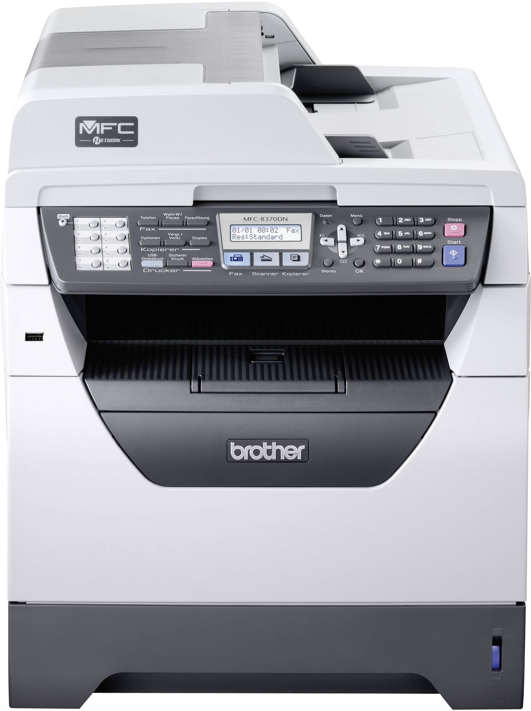 Brother MFC-8370DN S/W-Laserdrucker Multifunktion 4in1, USB,LAN,Duplex,ADF, (Drucker,Kopierer,Scanner,Fax)