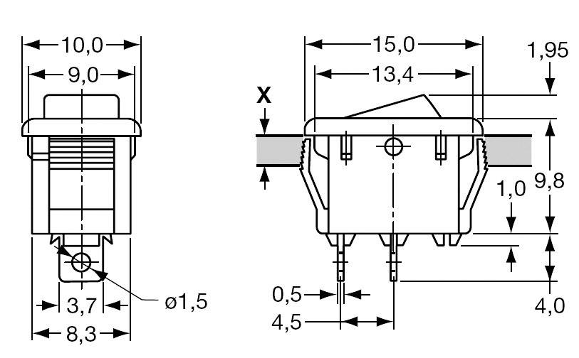 Eledis Wippschalter MR519-0F522 250 V/AC 3 A 1 x Aus/Ein  rastend 1 St.
