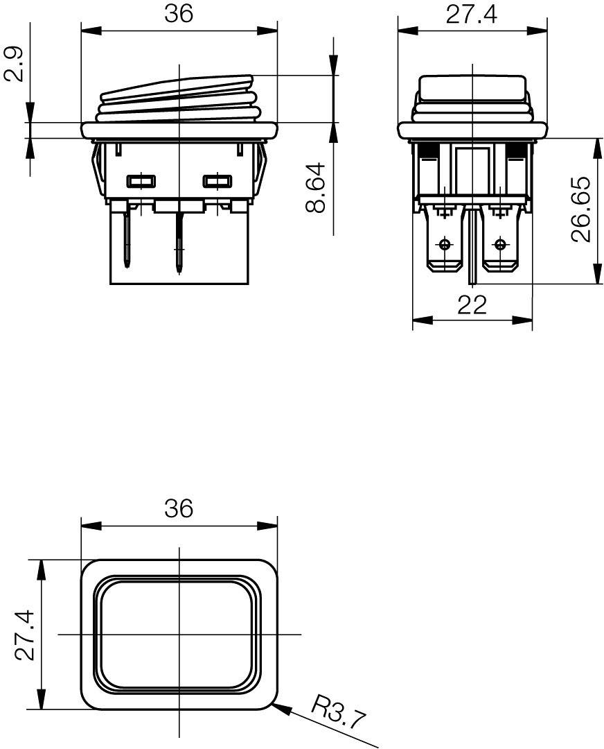Marquardt 1935.3112 Wippschalter 1935.3112 250 V/AC 16A 2 x Aus/Ein IP65 rastend 1St.
