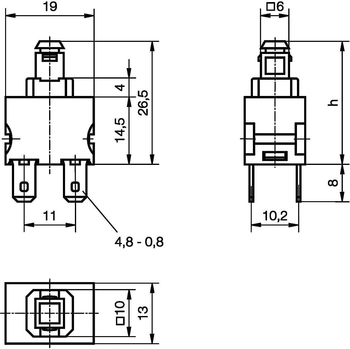 Marquardt 1682.1101 1682.1101 Druckschalter 250 V/AC 12A 2 x Ein/Aus rastend (L x B x H) 19 x 13 x 26.5mm IP40 1St.