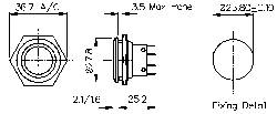 Bulgin MP0038 MP0038 Vandalismusgeschützter Drucktaster 250 V/AC 5 A 1 x Aus/(Ein) tastend (Ø x L)