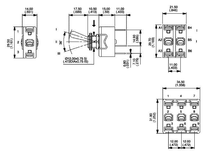 APEM 646NH/2 646NH/2 Kippschalter 250 V/AC 15A 2 x Ein/Ein rastend 1St.