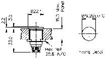 Bulgin MP0013 MP0013 Vandalismusgeschützter Drucktaster 50V 1A 1 x Aus/(Ein) tastend (Ø x L) 22mm x 35.2mm 1St.