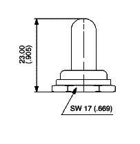 Technische Zeichnung eines Zylinders mit den Maßen 23,00 mm Höhe und SW 17.