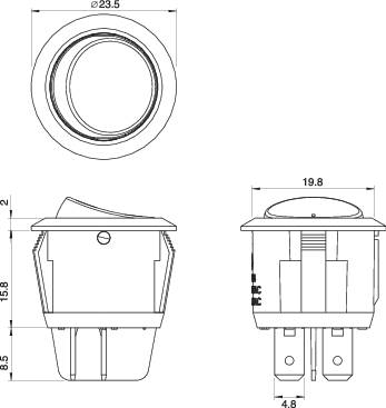 TRU Components 1587655 Wippschalter TC-R13-244A-02 BLACK 250 V/AC 10A 2 x Aus/Ein rastend