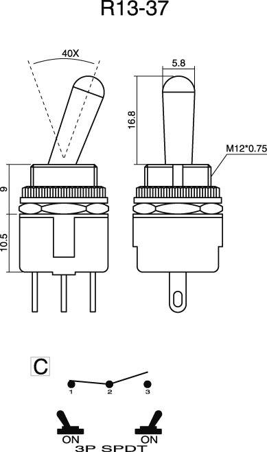 TRU Components 1587683 TC-R13-37C-05 Kippschalter 250 V/AC 3A 1 x Ein/Ein rastend