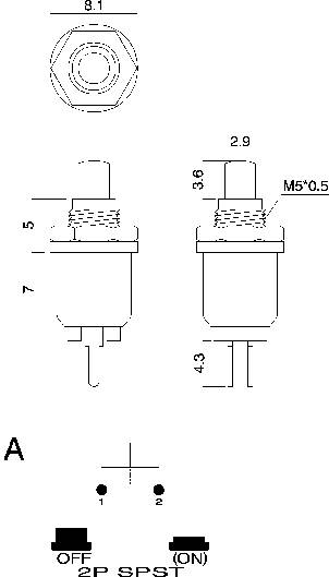 TRU Components 1587718 TC-R13-81A-05BK Drucktaster 125 V/AC 0.5A 1 x Aus/(Ein) tastend